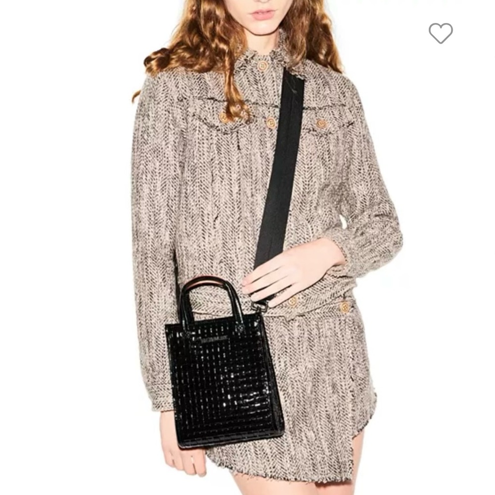 Mz Wallace Lacquered woven Micro Box Tote